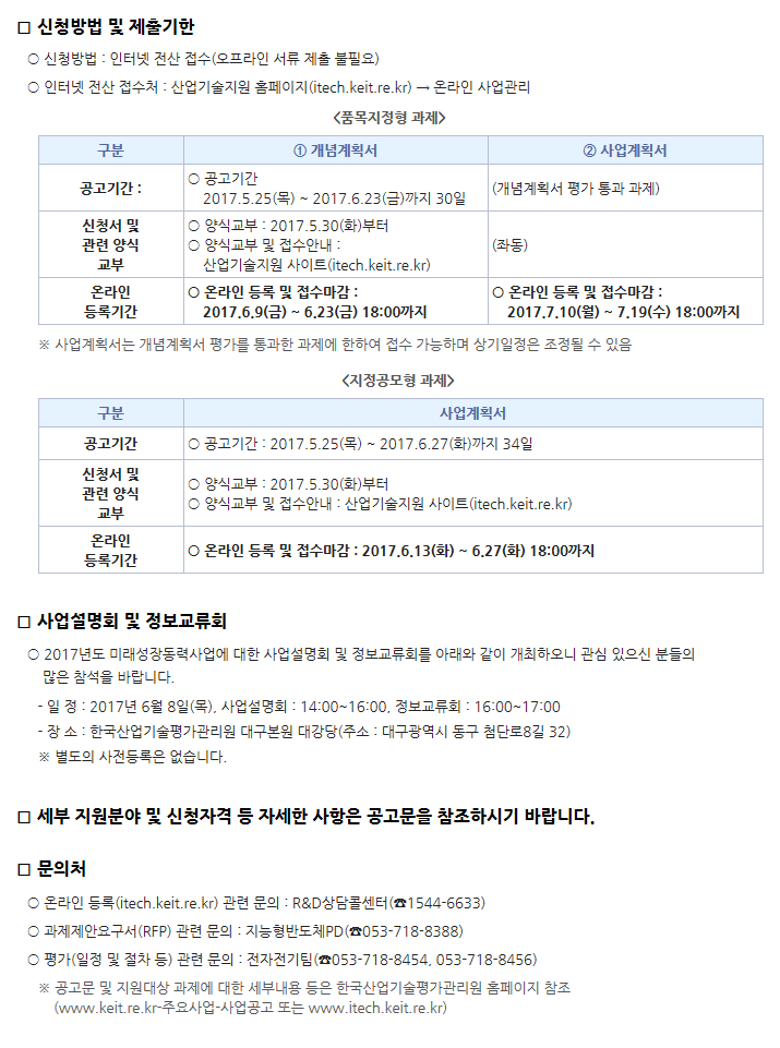 2017년도 제2차 미래성장동력사업(파워반도체, 글로벌수요연계 시스템반도체) 신규지원 대상과제 공고