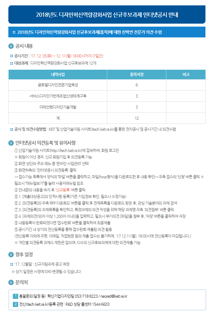 2018년도 디자인혁신역량강화사업신규후보과제인터넷공시