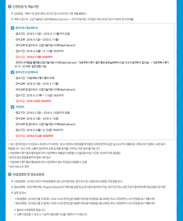 2018년도 제2차 미래성장동력사업(웨어러블 스마트디바이스, 글로벌수요연계 시스템반도체) 신규지원 대상과제 공고