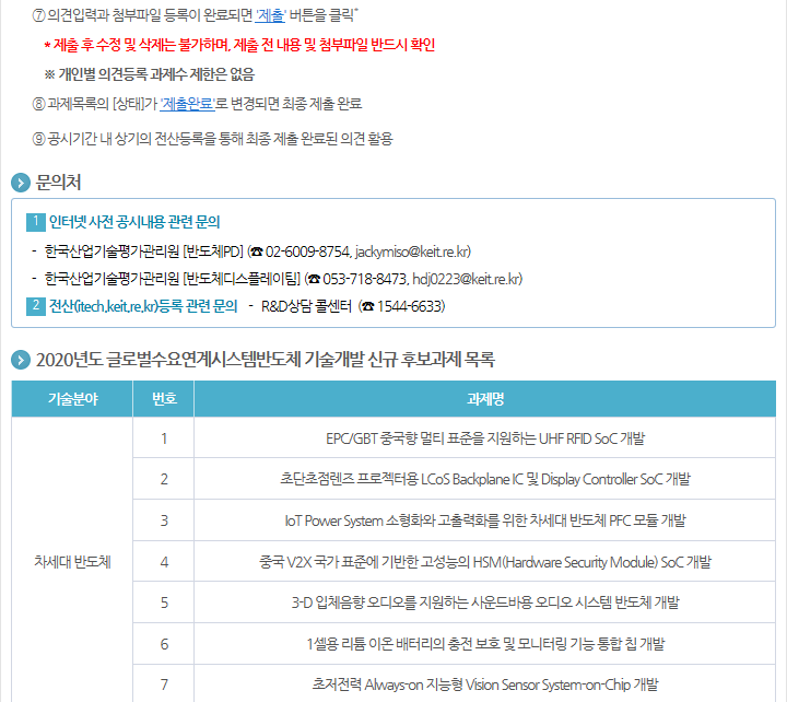 2020년도 글로벌 수요연계 시스템반도체 기술개발 과제기획 인터넷 공시