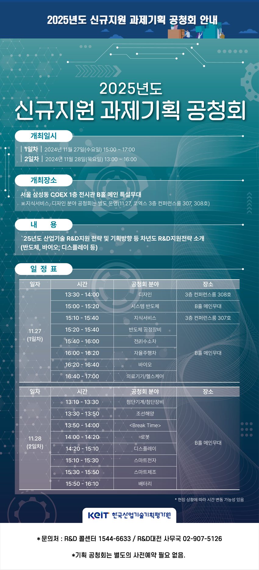 산업기술 R&D 종합대전 및 '25년도 기획공청회 참석 안내